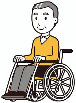 ニット中年男性(黄)-296-全身  ニット中年男性(黄)-296-全身 車いす,おじさん,男性,中年,お父さん,パパ,シニア,ミドルエイジ,人物,かわいいのイラスト素材