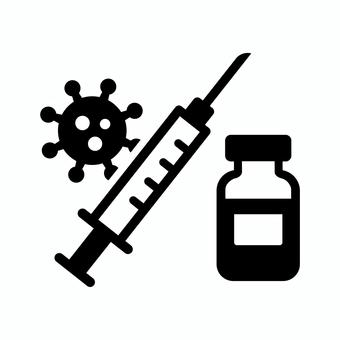 ワクチン アイコン,シンプル,白背景,透過,ウイルス,注射器,ワクチンのイラスト素材