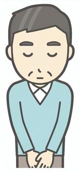 ニット中年男性-354-バスト  ニット中年男性-354-バスト おじぎ,おじさん,男性,中年,お父さん,パパ,シニア,ミドルエイジ,人物,かわいいのイラスト素材