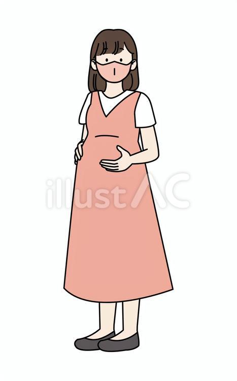 マスクの妊婦さん 女性,妊婦,妊娠のイラスト素材