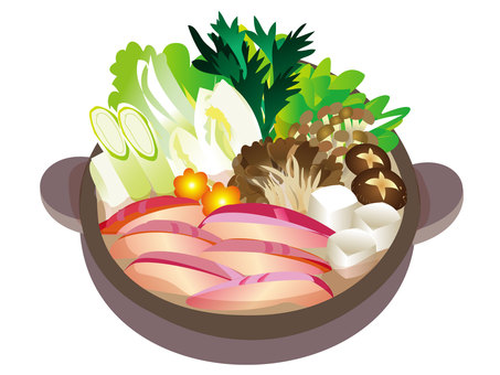 冬の味覚・鍋料理ぶりしゃぶ 鍋料理,ぶり,しゃぶしゃぶ,白菜,冬,旬,味覚,ごちそう,冬野菜,白ネギのイラスト素材