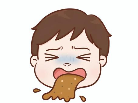 嘔吐する男の子(カラー) 男の子,男児,嘔吐,子供,幼稚園児,小学生,顔,可愛い,白背景,背景透過のイラスト素材