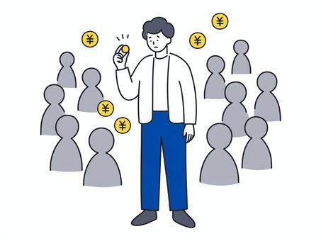 競合が多く単価に悩む男性の課題 人物,男性,ビジネス,仕事,悩む,競合,単価,低い,クラウド,依頼のイラスト素材