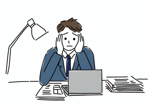 退職や転職、仕事に悩む男性会社員イラスト 退職や転職、仕事に悩む男性会社員イラスト 転職,退職,悩む,落ち込む,退職代行,会社員,ストレス,疲れた,悩み,考えるのイラスト素材