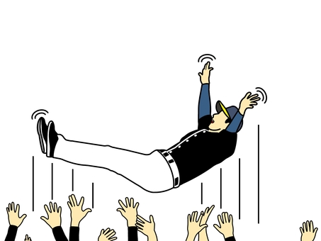 胴上げ＆優勝 胴上げ,ばんざい,宙,舞う,上げる,わっしょい,からだ,胴体,全身,野球のイラスト素材