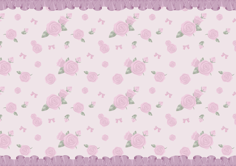 バラとフリルの背景 バラ,フリル,背景,壁紙,アンティーク,クラシカル,ガーリー,メルヘン,花柄,くすみピンクのイラスト素材