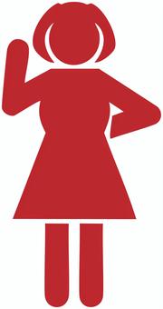 女性のシルエット 赤