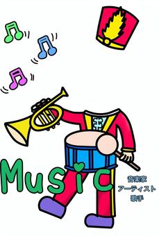 選び取りカード　音楽　帽子付き 選び取りカード,1歳,お祝い,音楽,音楽隊,トランペット,太鼓,音符,合成,顔ハメのイラスト素材