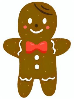 蝶ネクタイをしたジンジャーチョコクッキー ジンジャーマンクッキー,ジンジャーブレッドマン,クッキー,チョコレート,クリスマス,冬,12月,お菓子,ビスケット,焼き菓子のイラスト素材