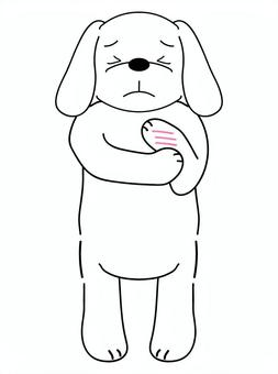 ケガをした白い犬 犬,ペット,ミニチュアダックスフンド,ビーグル,ゴールデンレトリバー,垂れ耳,擬人化,手,腕,痛みのイラスト素材
