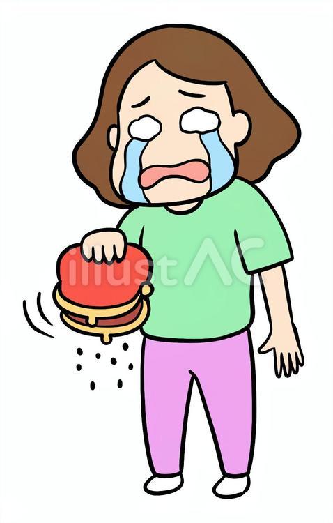 がま口を振って、お金が無くて泣く女性 がま口,財布,逆さのイラスト素材