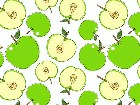 青リンゴ_手描き風パターン1 リンゴ,青リンゴ,果物,食べ物,パターン,壁紙,シームレス,手描き風,かわいい,ポップのイラスト素材