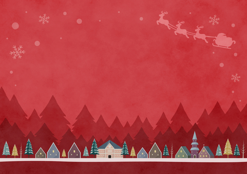 サンタクロースのクリスマスの背景、水彩3 クリスマス,背景,サンタクロース,水彩,赤,冬,街並み,夜空,12月,ソリのイラスト素材