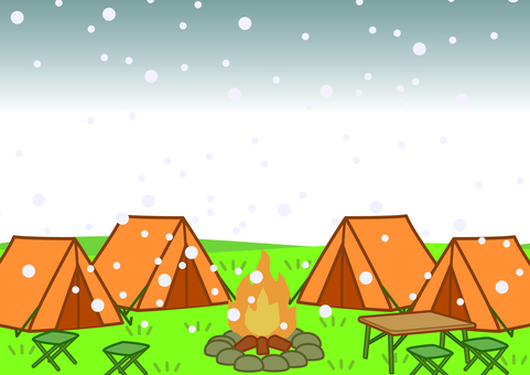 壁紙の雪の日のキャンプです。 壁紙,キャンプ,シンプル,テント,バーベキュー,焚火,アウトドア,自然,森,林間のイラスト素材