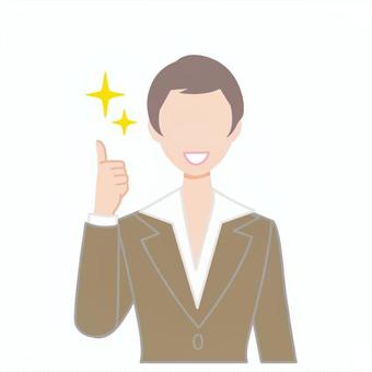 褒めて伸ばすポジティブな女性上司 笑顔,人,褒める,女性,会社員,いいね,親指,グッジョブ,上司,スーツのイラスト素材