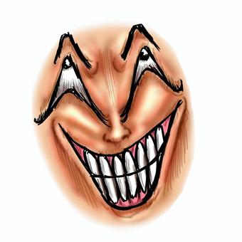 卑しいことを考えてるゲス顔の表情パーツ ゲス顔,ゲス,卑しい,陰湿,悪質,ニヤニヤ,笑顔,嘲笑,嘲う,笑うのイラスト素材