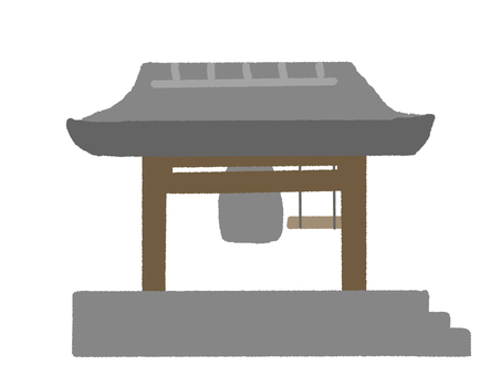 除夜の鐘　無人 除夜の鐘,お寺,鐘,年末,大晦日,伝統,行事,風習,グレーのイラスト素材