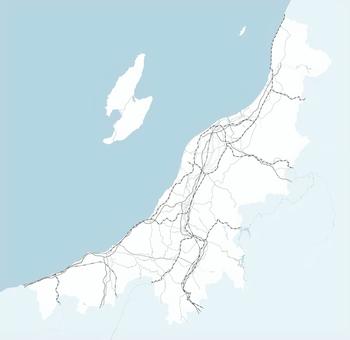 新潟県のシンプルロードマップ 新潟県のシンプルロードマップ 新潟,新潟県,佐渡ヶ島,佐渡,長岡,道,道路,鉄道,中部,北陸のイラスト素材