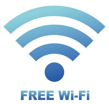 フリーWiFiのアイコンイラスト（青色） wifi,アイコン,フリー,ネット,電波,通信,無線,シンボル,マーク,ピクトグラムのイラスト素材