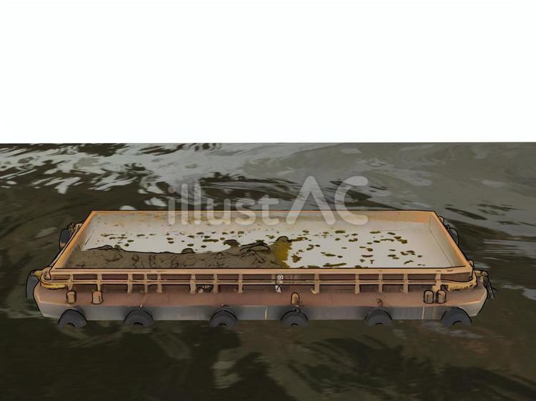 建設土木工事現場河川港湾海岸浚渫土運搬船 運搬,船,土のイラスト素材