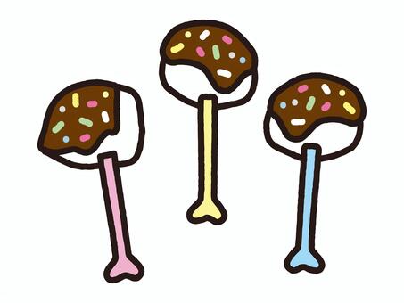 手作りチョコマシュマロ３個 チョコマシュマロ,マシュマロ,手作り,バレンタイン,プレゼント,チョコスプレー,トッピング,チョコ,チョコレート,スイーツのイラスト素材