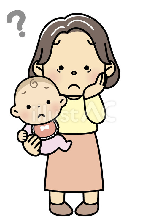 分からない赤ちゃんと母親 女性,人物,かわいいのイラスト素材