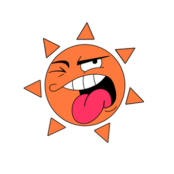 あちぃ太陽 デフォルメ,太陽,気候,天気,晴れのイラスト素材