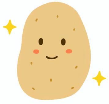微笑んだ表情の輝くじゃがいものキャラ じゃがいも,キャラクター,野菜,微笑む,キラキラ,メークイン,食べ物,食材,シンプル,かわいいのイラスト素材