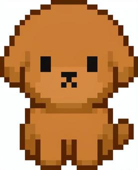 ドット絵の茶色の子犬です。 ドット絵,犬,子,シンプル,小型,幼い,可愛い,小さい,座敷犬,おすわりのイラスト素材