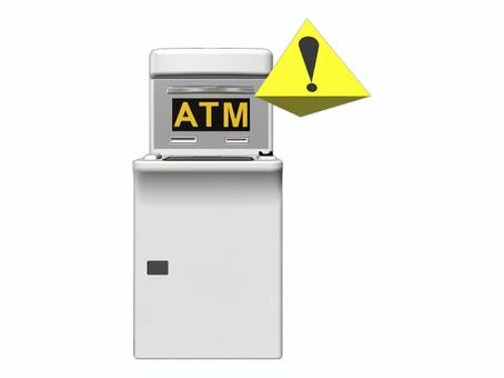 ATM　現金自動預け払い機 atm,現金自動預払機,銀行,注意,振込,記帳,引き落とし,預入,ビジネス,警告のイラスト素材