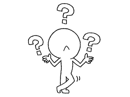 疑問に思うシルエット シルエット,疑問,はてな,クエスチョン,pop調,手描き,挿絵,ワンポイント,素材,商用可のイラスト素材