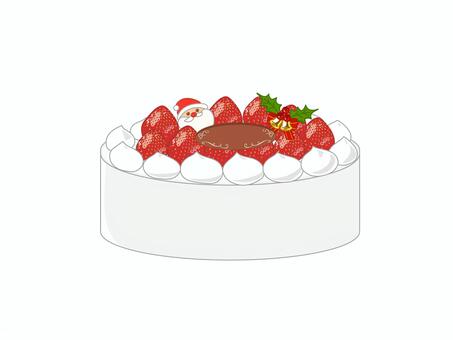 クリスマスケーキ文字なし クリスマス,ケーキ,クリスマスケーキ,苺,サンタ,ヒイラギ,リボン,スイーツ,お菓子,12月のイラスト素材