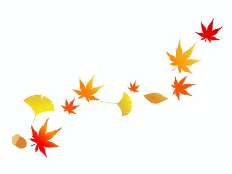 秋の紅葉の飾り罫線 もみじ,紅葉,秋,銀杏,イチョウ,枯れ葉,イラスト,落ち葉,どんぐり,飾りのイラスト素材