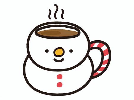 ホットドリンクが入った雪だるまマグ_赤 雪だるま,だるま,カップ,コップ,マグカップ,ドリンク,飲み物,赤,ホットコーヒー,コーヒーのイラスト素材