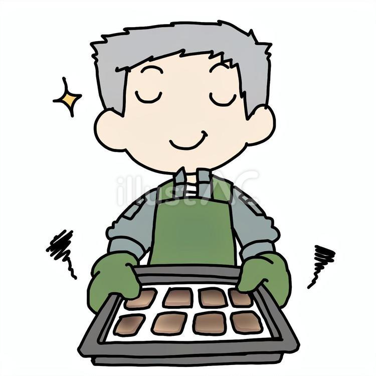 ドヤ顔でクッキーを失敗するおじいさん おじいさん,クッキー,ドヤ顔のイラスト素材