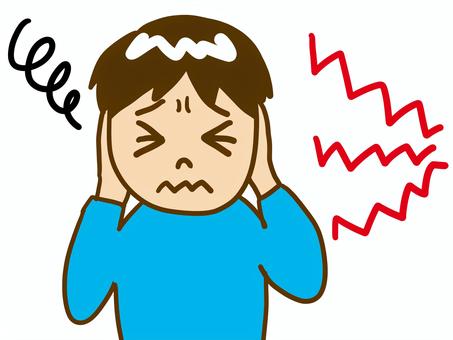 聴覚過敏２ 聴覚過敏,音,敏感,男の子,自閉症,小学生,耳,塞ぐ,押さえる,過敏のイラスト素材