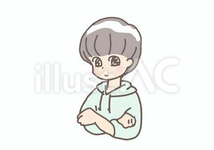 パーカー女子_腕組みをする女の子