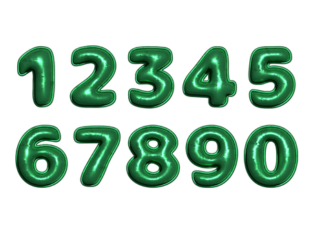 数字バルーン文字　グリーン 数字,文字,価格,年齢,月齢,飾り,サプライズ,ハッピーバースデー,誕生日,おめでとうのイラスト素材