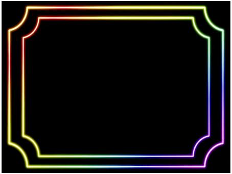 ネオンのフレ−ム ネオン,フレ−ム,ポストカード,メッセージ,pop,チラシ,虹色,レインボー,グラデーション,黒のイラスト素材