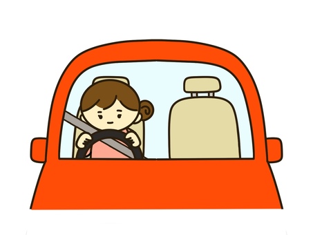 車を運転する女性 女性,主婦,ol,通勤,通学,送迎,自動車,車,運転,ドライブのイラスト素材