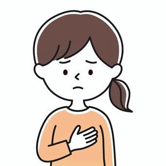 乳癌を疑う 上半身 胸_顔白-影 ONW 女性,乳がん検診,乳がん検査,乳がん,癌,しこり,悪性,良性,乳腺,自己検査のイラスト素材