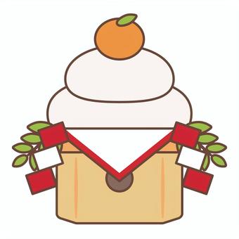 シンプルな鏡餅_主線あり 鏡餅,お正月,縁起物,年賀状素材,元旦,新年,餅,かわいい,年始,三方のイラスト素材