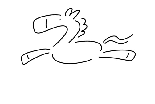 線画のシンプルなかわいい走る馬 馬,走る,かわいい,ウマ,うま,飛ぶ,駆ける,お洒落,おしゃれ,動物のイラスト素材