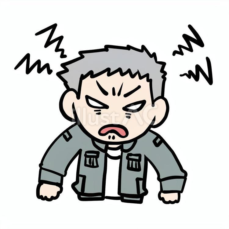 警戒しているおじいさん おじいさん,警戒,威嚇のイラスト素材