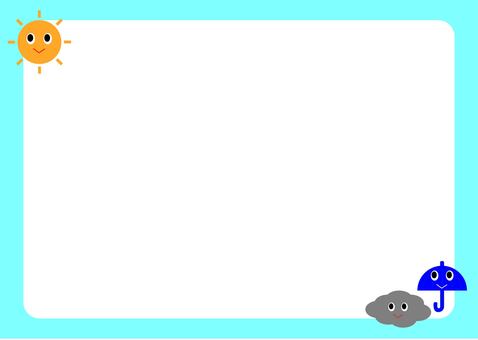 お天気アイコンのフレーム 太陽,晴れ,曇り,雲,雨,傘,顔,かわいい,キャラクター,枠のイラスト素材