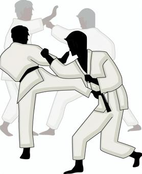 武道組み手 武道,組み手,少林寺拳法,格闘技,振天二,動き,男性,シルエットのイラスト素材