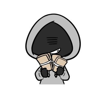 お金を抱えて悪い顔をするフードを被った人 怪しい,悪い,人,悪人,詐欺,泥棒,スリ,犯罪,犯人,悪だくみのイラスト素材