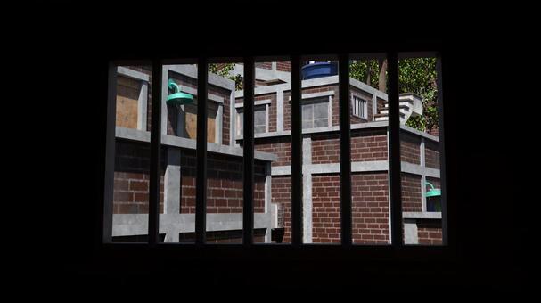 閉ざされた視界 建物,階段,窓,壁,木,緑,レンガ,コンクリート,街,生活のイラスト素材