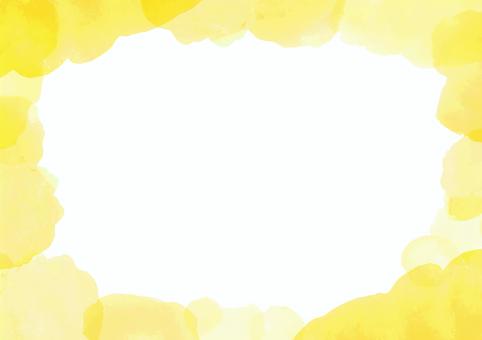 水彩フレーム_黄色 黄色,水彩,フレーム,背景,イエロー,水彩画,手描き,絵の具,透明感,アナログのイラスト素材