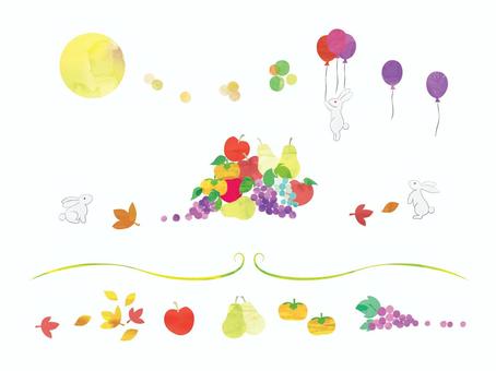 秋のくだものセット, 秋のくだものセット, 水果, 蘋果, 葡萄,